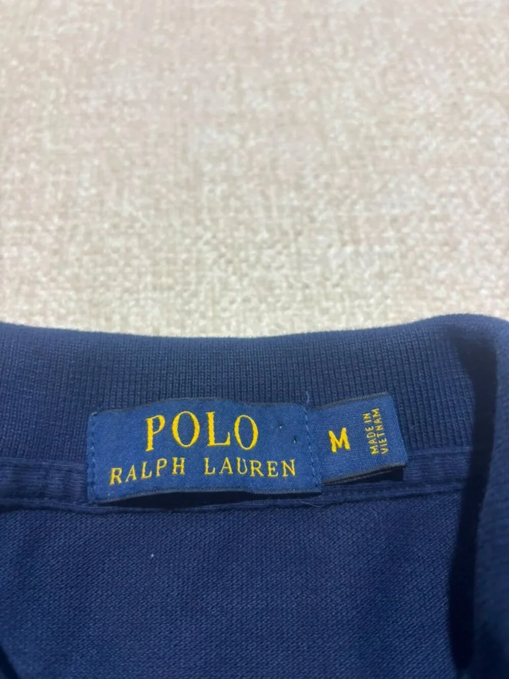 Polo Ralph Lauren Men's Navy Blue Polo Shirt Size M Orange Pony Cotton